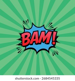 Efecto de sonido de cómic BAM Art Vector Set Colorido Cómic Onomatopoeia - Palabras de acción en estilo Pop retro