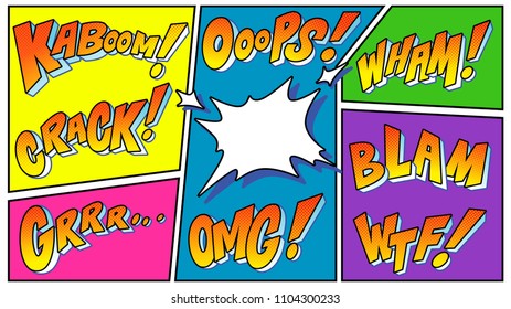 comic book sound effect explosions speech bubble