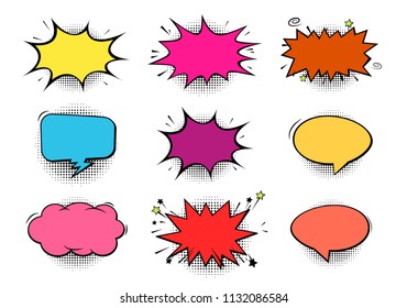 Comic book sound effect speech bubbles with halftone background, marveling expressions. EPS 10