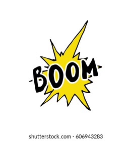 Comic book speech bubble, cartoon sound effect. Hand drawn pop art style sign vector illustration