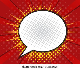 Comic Book Speech Bubble,Pop art Cartoon Red Background Vector Illustration