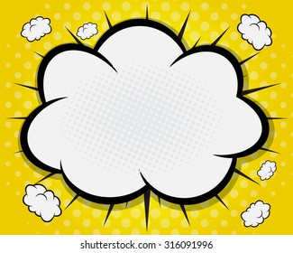 Comic Book Speech Bubble,Pop art Cartoon Yellow Background Vector Illustration