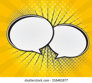 Comic Book Speech Bubble,Pop art Cartoon Yellow Background Vector Illustration