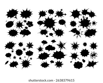 Comic Book Speech Bubbles and Explosions, element set featuring various comic book style speech bubbles and explosions, comic book, speech bubbles, explosions, comic, cartoon, graphic design, illustra