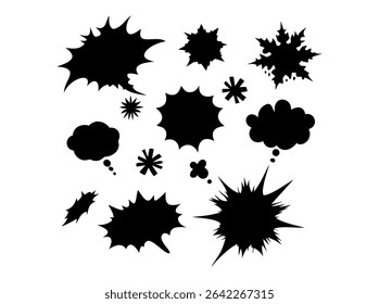 Comic Book Speech Bubbles and Explosions, element set featuring various comic book style speech bubbles and explosions, comic book, speech bubbles, explosions, comic, cartoon, graphic design, illustra