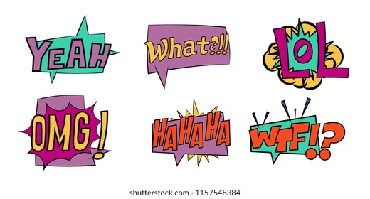 comic book speech bubbles onomatopeia expression letters