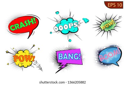 Comic book speech bubbles set, sound effect, high resolution