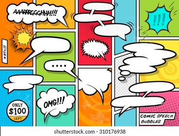 Comic Book Speech Bubbles vector set.