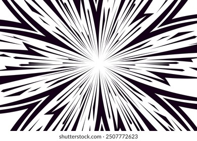 Comic book speed black lines background. Radial design for comic books and manga. Anime explosion effect. Anime art frame