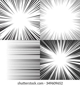 Comic book speed horizontal lines background set of four editable images