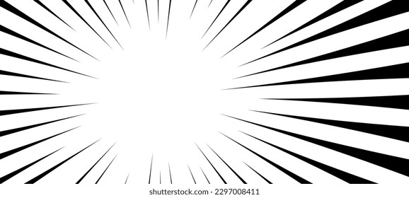 Comic book speed lines. Action lines Manga effect. Pattern of fast burst anime boom. Vector isolated illustration