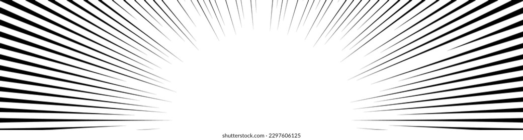 Comic book speed lines. Action lines Manga effect. Pattern of fast burst anime boom. Vector isolated illustration