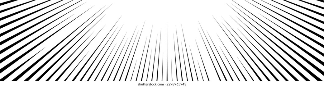 Comic book speed lines. Action lines Manga effect. Pattern of fast burst anime boom. Vector isolated illustration