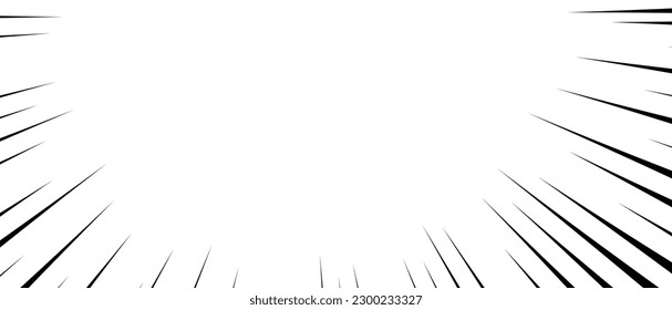 Comic book speed lines. Action lines Manga effect. Pattern of fast burst anime boom. Vector isolated illustration