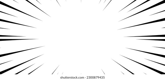 Comic book speed lines. Action lines Manga effect. Pattern of fast burst anime boom. Vector isolated illustration