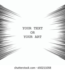 Comic book Speed Lines. Black and white vector elements. Radial movement on the sides. Left and right. Trendy Pop-art design