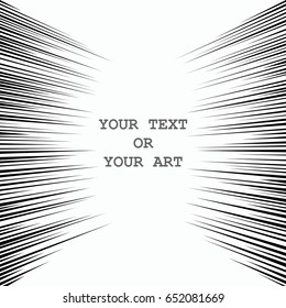 Comic book Speed Lines. Black and white vector elements. Radial movement on the sides. Left and right. Trendy Pop-art design