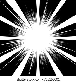 Comic book speed lines. Black and white background. Manga style. Vector