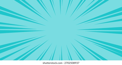 Linhas rápidas dos quadrinhos, explosão solar azul. Um estilo pop art explodindo raios de fundo de luz.