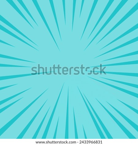 Comic book speed lines, blue sunburst. A pop art style exploding rays of light background.