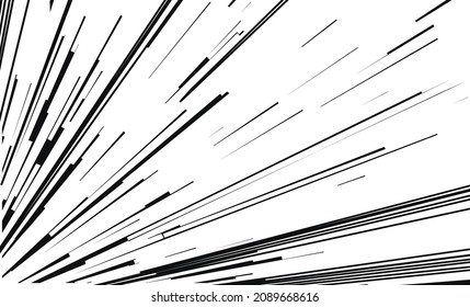 Comic book speed lines isolated on white background stripe effect style for manga speed frame, superhero action, explosion background. Motion line effect, pop art. Vector 10 eps