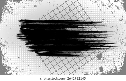 Linhas de velocidade de quadrinhos isoladas em fundo cinza sujo com grunge, geometria, meio-tom e estilo de efeito de faixa preta para quadro de velocidade de mangá, ação de super-herói, evento de banner
