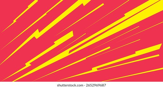 Comic book speed red yellow color lines isolated on background stripe and radial effect style for manga speed frame, superhero action, explosion background. Motion line effect, pop art. Vector 10 eps