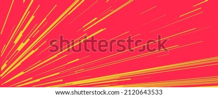 Comic book speed red yellow color lines isolated on background stripe and radial effect style for manga speed frame, superhero action, explosion background. Motion line effect, pop art. Vector 10 eps