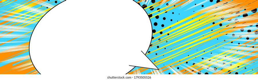 Banner abstracto de estilo de libro de historietas con burbuja de voz en blanco. Ilustración de fondo coloreada con diseño de dibujos animados. Fondo de historietas vectoriales.