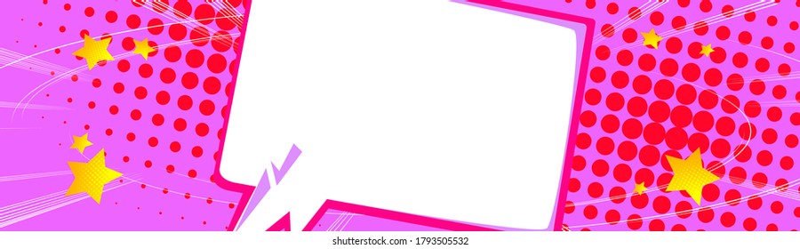 Banner abstracto de estilo de libro de historietas con burbuja de voz en blanco. Ilustración de fondo coloreada con diseño de dibujos animados. Fondo de historietas vectoriales.