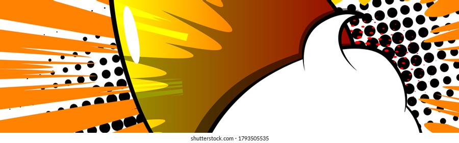 Banner abstracto de estilo de libro de historietas con burbuja de voz en blanco. Ilustración de fondo coloreada con diseño de dibujos animados. Fondo de historietas vectoriales.