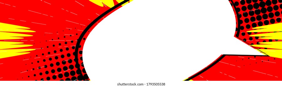 Banner abstracto de estilo de libro de historietas con burbuja de voz en blanco. Ilustración de fondo coloreada con diseño de dibujos animados. Fondo de historietas vectoriales.
