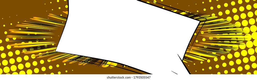 Banner abstracto de estilo de libro de historietas con burbuja de voz en blanco. Ilustración de fondo coloreada con diseño de dibujos animados. Fondo de historietas vectoriales.