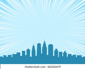 Comic Book Style Background, Big City Skyline Outlines