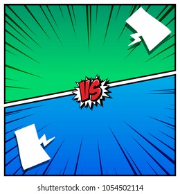 Comic book style background. Colorful versus illustration. Design element for banner, poster, flyer. Vector image