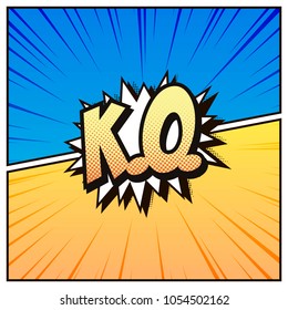Comic book style background. Colorful K.O. illustration. Design element for banner, poster, flyer Vector image