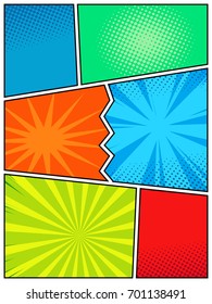 Comic book style background set, pop art poster design element, magazine page template