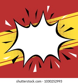 Comic book style blank banner with white explosion