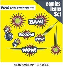 comic book style bombs boom bam wow pow ops  explode