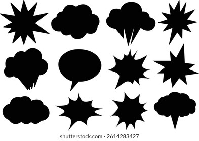 Comic Book Style Boom Art with Silhouettes and Classic Bubbles for Fun Retro Looks