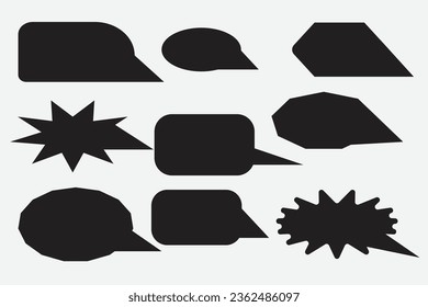 Comic book style Bubble black speech set stickers purposes Social network vector illustration blank flat chat symbol label tag dialog Online chat clouds comment Youth slang Copy space Empty frame Cute