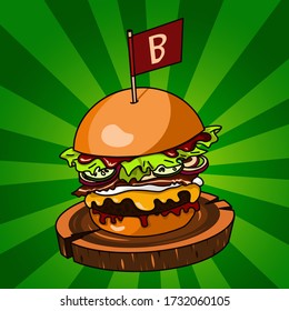comic book style burger drawn