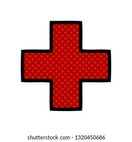 comic book style cartoon of a addition symbol