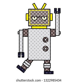 comic book style cartoon of a annoyed robot