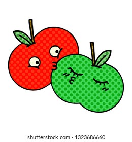 caricatura de un libro de historietas de manzanas