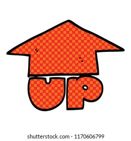 comic book style cartoon up arrow