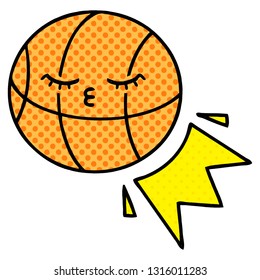 comic book style cartoon of a basketball