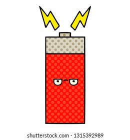 comic book style cartoon of a battery