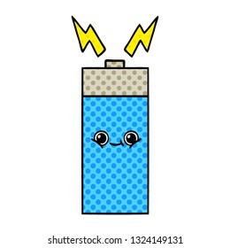 comic book style cartoon of a battery