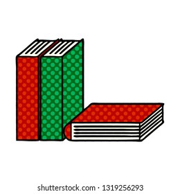 comic book style cartoon of a of books